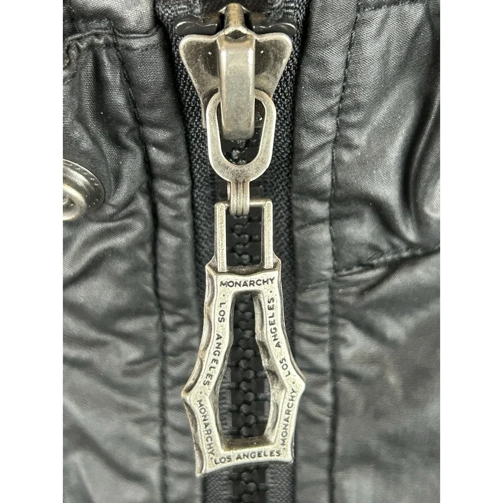 Monarchy Collection Men's Black Moto Biker Goth Rock Metal‎ Full Zip Jacket XL